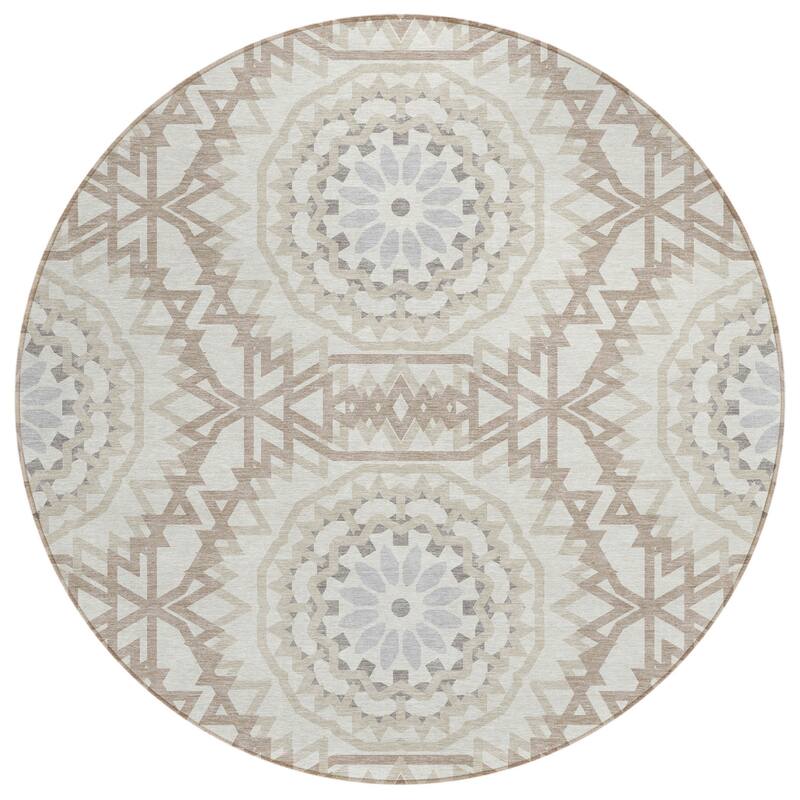HomeRoots Floral Medallion Transitional Rectangle Outdoor Rug
