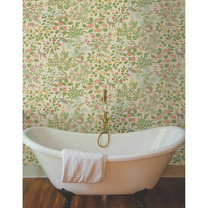 Erin & Ben Linen Woodland Floral Peel and Stick Wallpaper