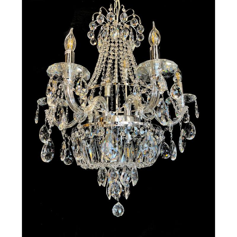 Crystal Chandelier 26 in Wide 11 Lights Pendant Light Gold and Chrome