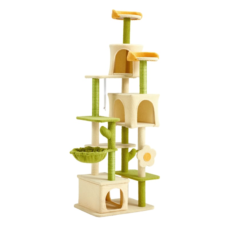 Flower Cat Tree Tower, Multi-Level Furniture with Scratching Post, House, and Bed for Small to Medium Cats