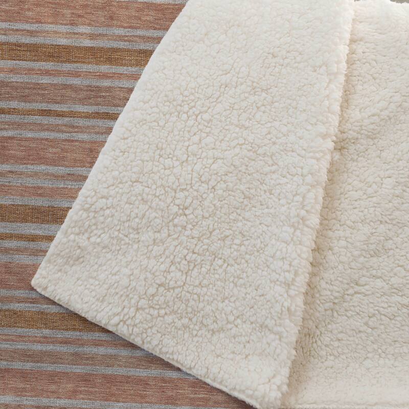 Premium Machine Washable Modern Stripe Sherpa Throw Blanket