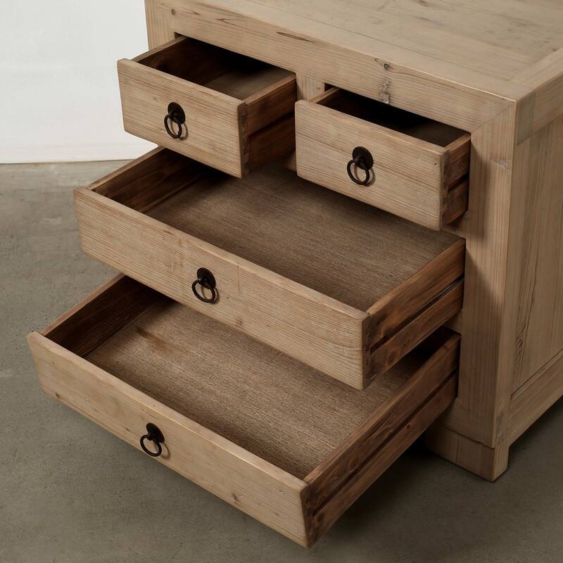 Capri Nightstand with 4 Drawers Weathered Natural Pine 28X18X27H