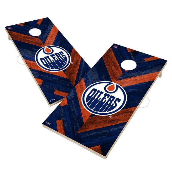 slide 2 of 5, Edmonton Oilers NHL Cornhole Board Set Include Carrying Case