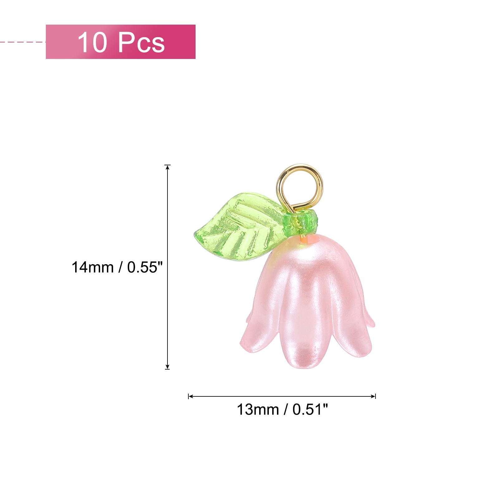 Acrylic Flower Charm Lily of the Valley Jewelry for Necklaces, Bracelets, Earrings Crafts - 13x14mm