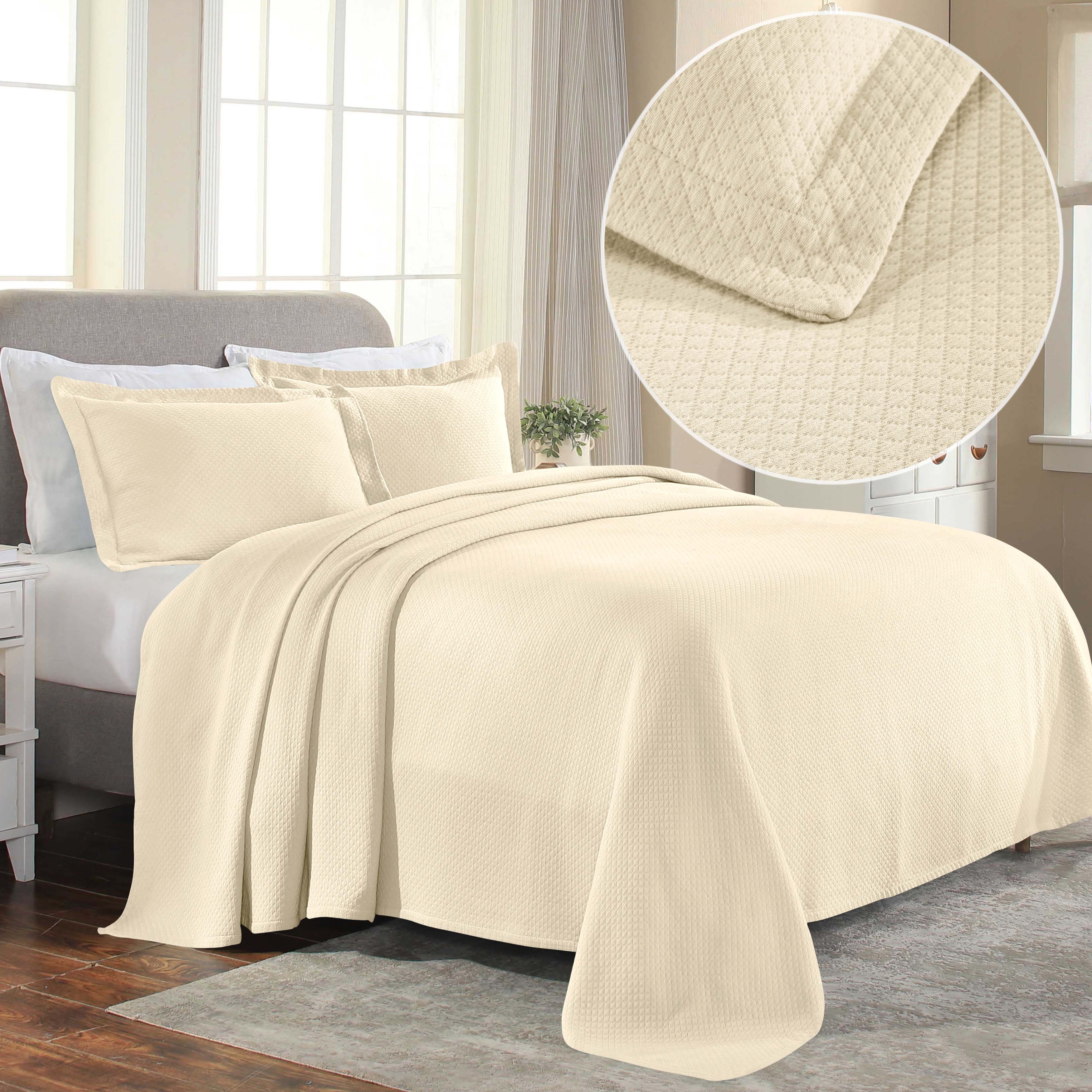 Superior Solitaire Cotton Decorative Bedspread Quilt Set, Textured Top Layer for Layering