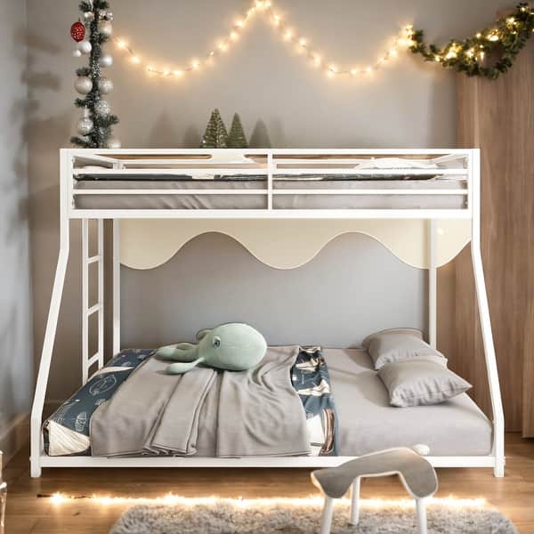 slide 2 of 9, Kids and Baby Twin Over Full Metal Bunk Bed White