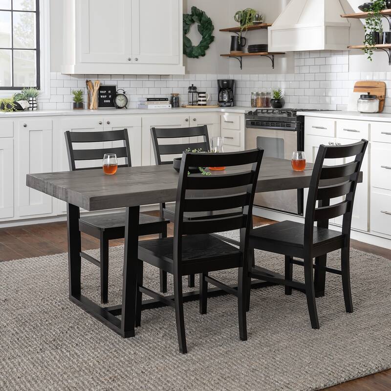 Middlebrook Solid Wood 5-Piece Dining Set with Ladder Back Chairs