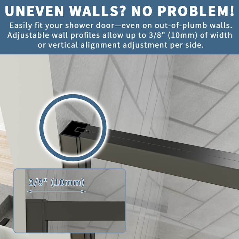 56-60" Bathtub Pivot Shower Screen Door - 60''x 71''