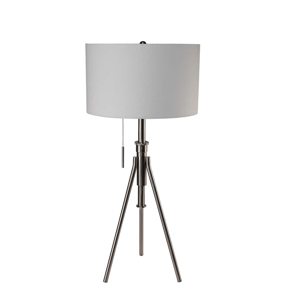Vintage Look 1pc Floor Lamp Brushed Steel Tripod Legs Unique Lamp Pull Switch 32"H