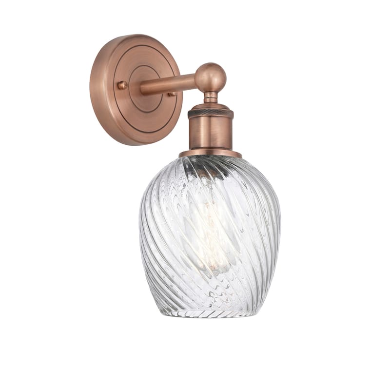 Innovations Lighting 616-1W-12-5 Salina Sconce Salina 12" Tall Wall - Antique Copper / Clear Spiral Fluted