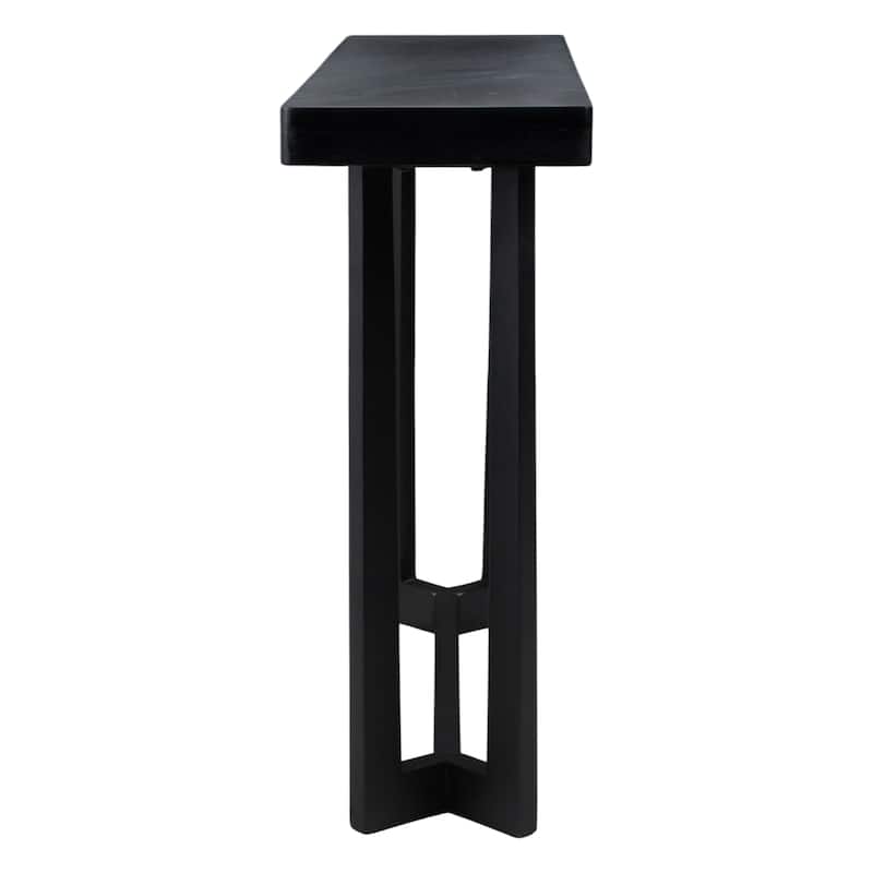Mango Wood Stone Console Table Sleek Modern Design - 31" Black - 42" x 12" x 31"