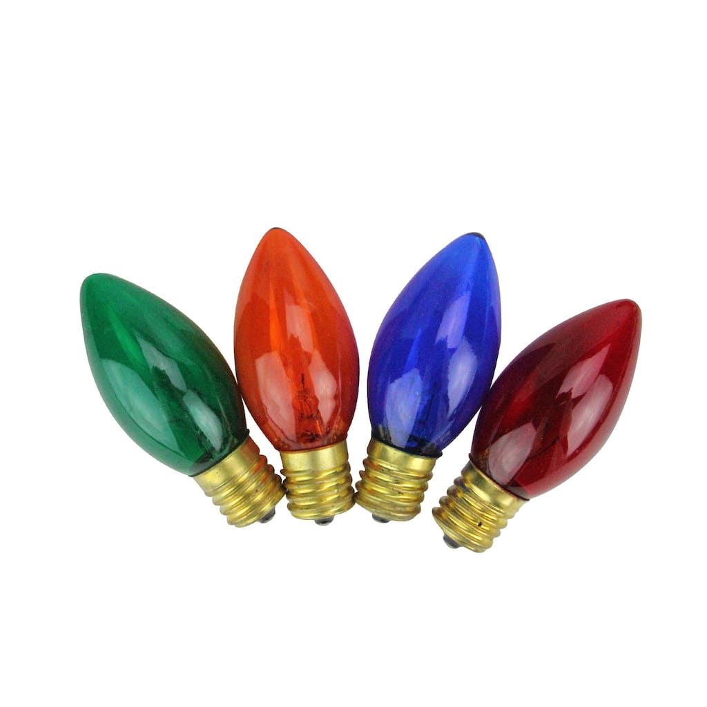Set of 4 Incandescent C7 Transparent Multi Twinkle Replacement Bulbs - 2"
