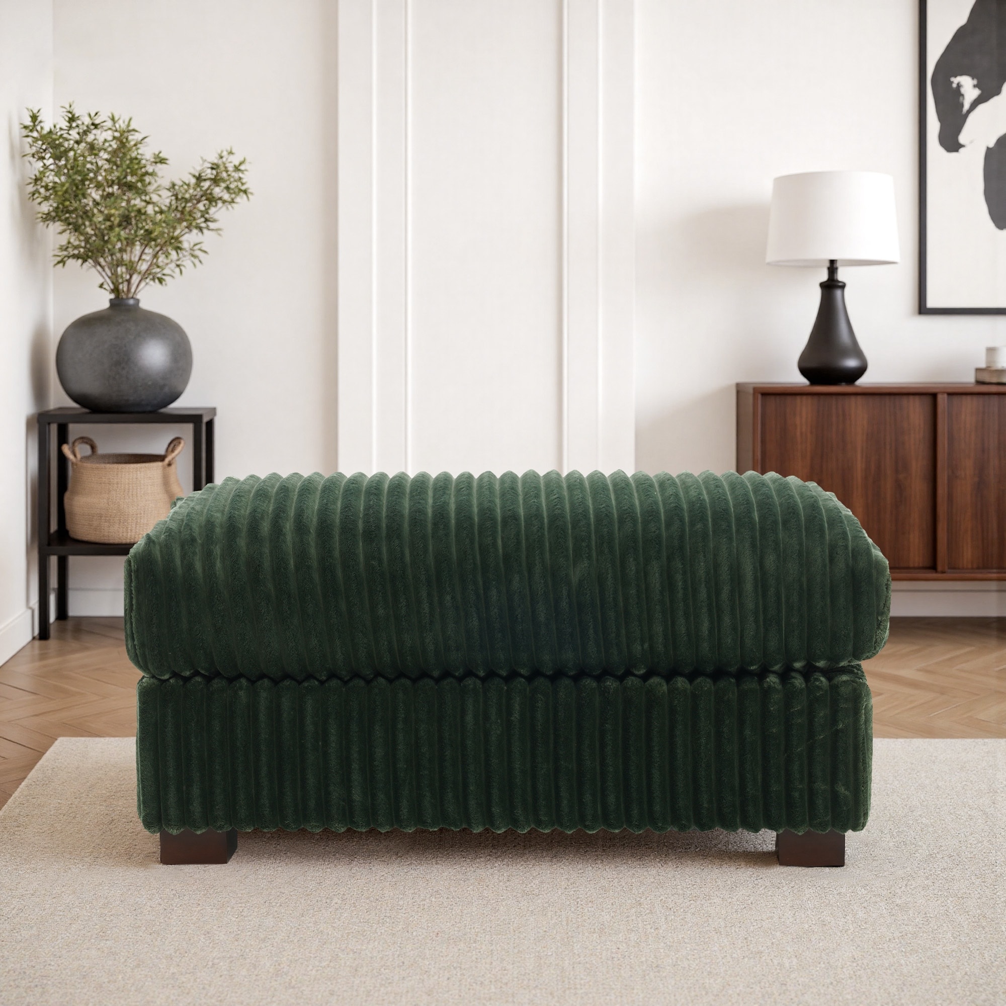 40"W Cotton Flannel Modular Sectional Ottoman