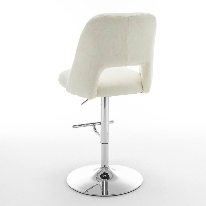 Best Quality Furniture Adjustable Textured Fabric Barstools with Chrome Finish Base (Set of 2)