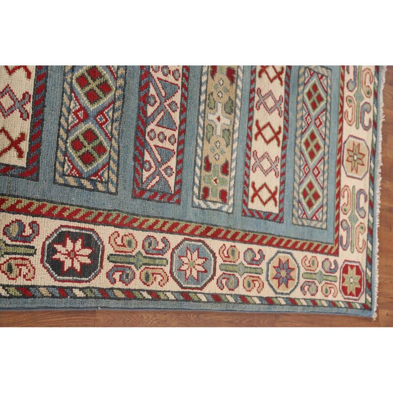 Kazak Runner Rug Handmade Blue Wool Carpet - 3'2" x 16'4"