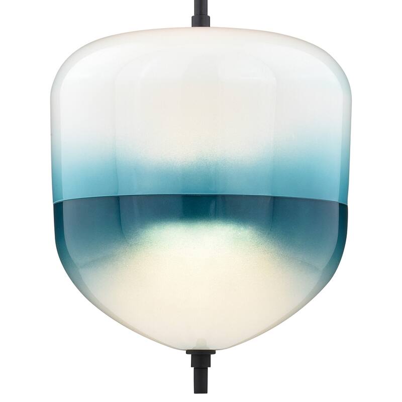 Somerset LED Bronze Mini Pendant Ceiling Light Blue and White Glass