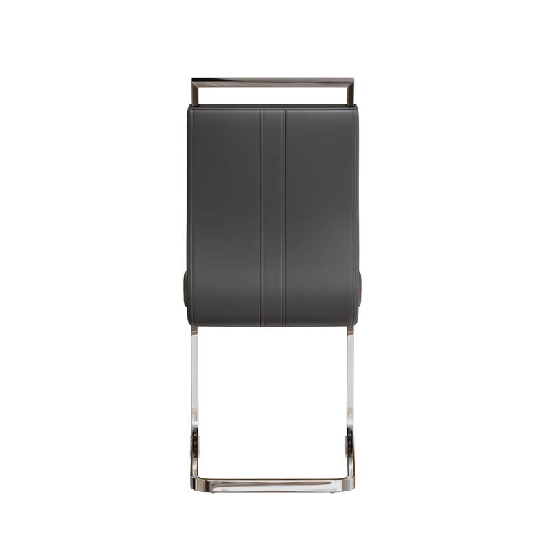 Modern Style Faux Leather High Back Dining Chairs Set of 2 with Metal Legs for Dining Room