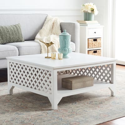SAFAVIEH Home Collection Squall Square Single Shelf Coffee Table - 34" L x 34" D x 16" H