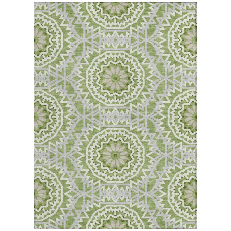 HomeRoots Floral Medallion Transitional Rectangle Outdoor Rug