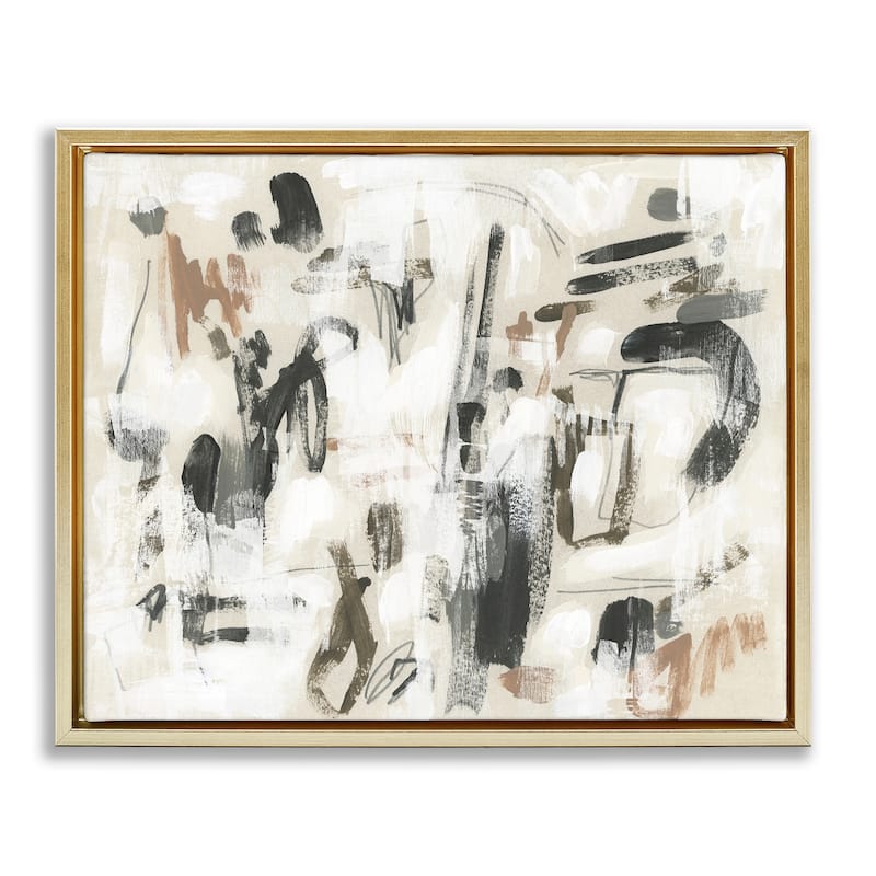 Stupell Chaotic Earthy Strokes Framed Floater Canvas Wall Art Design By June Erica Vess - 21 x 17 - Gold