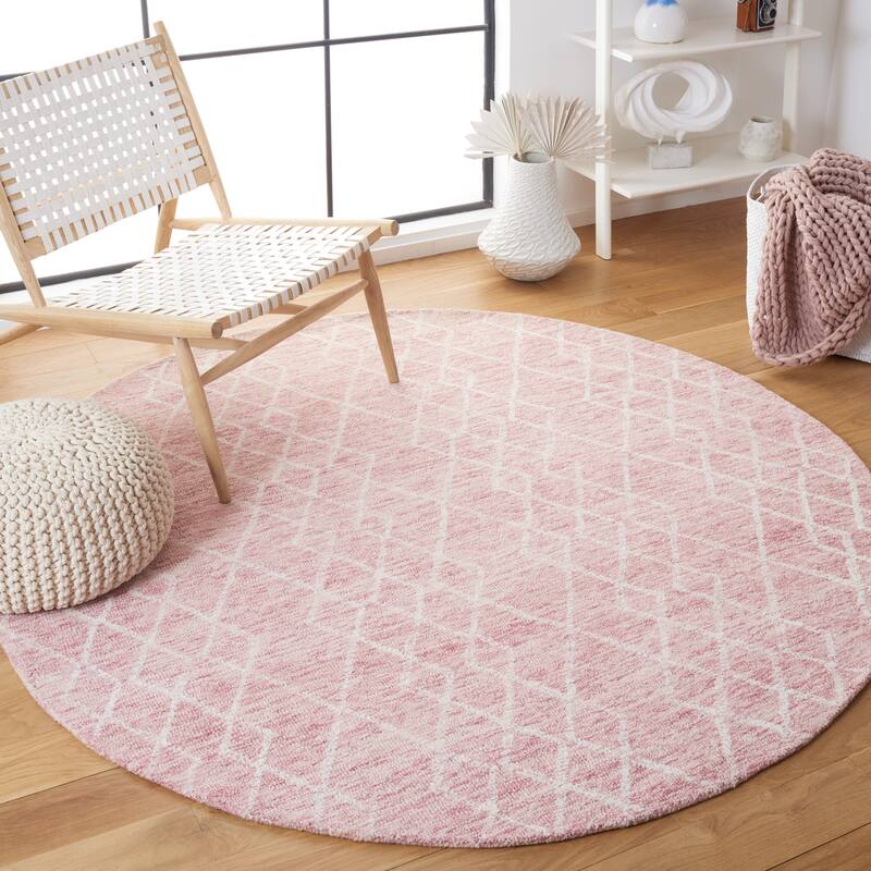 SAFAVIEH Handmade Metro Massom French Country Wool Rug - 6' Round - Pink/Ivory
