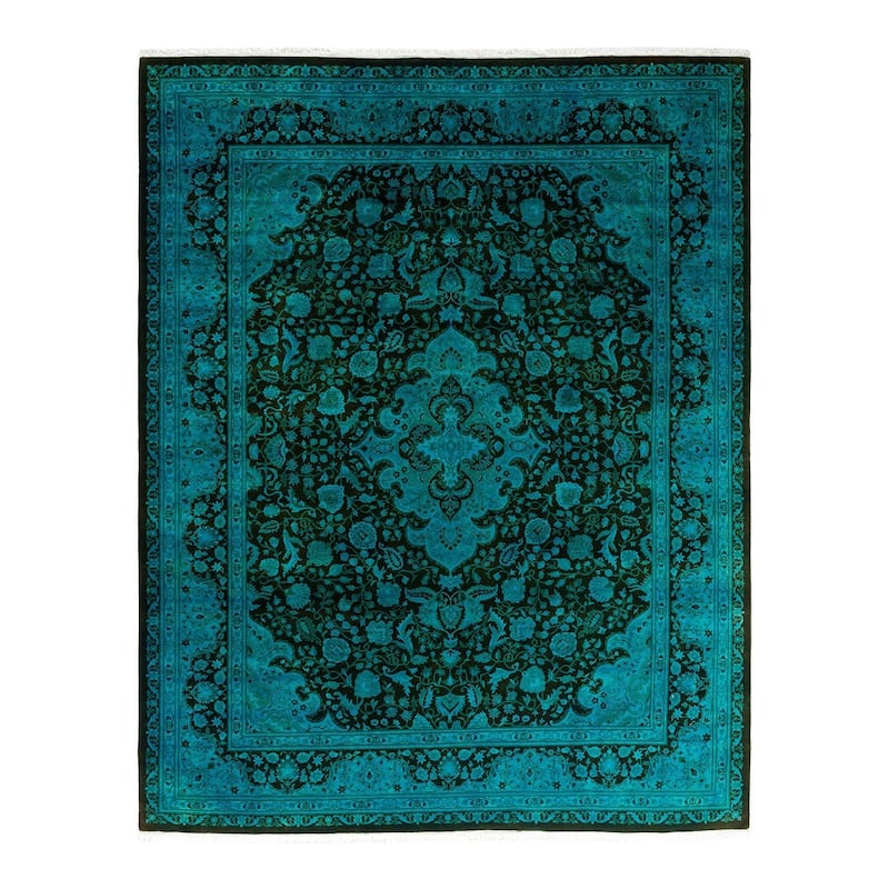 Overdyed, One-of-a-Kind Hand-Knotted Area Rug - Blue - 8' 2" x 10' 3"
