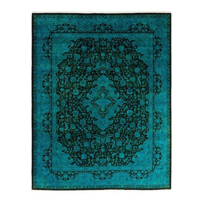 Overdyed, One-of-a-Kind Hand-Knotted Area Rug - Blue - 8' 2" x 10' 3"