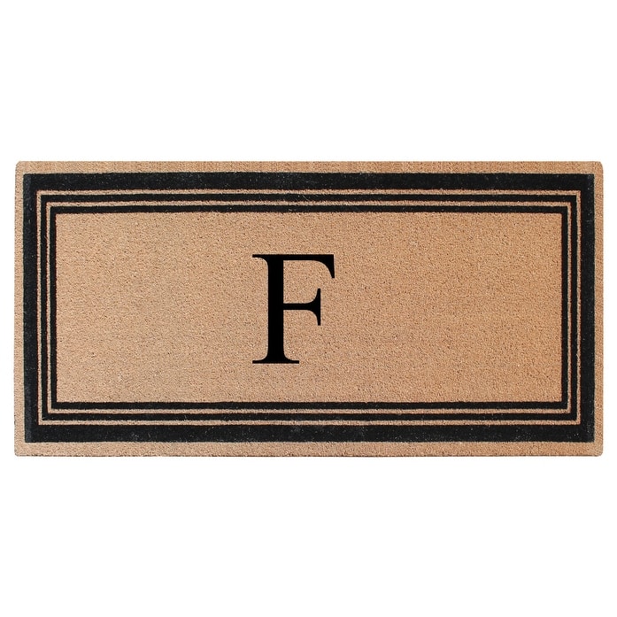 A1HC Natural Coir Monogrammed Flock Anti shed Treated Durable Doormat BlackBeige - 36"X72" - F