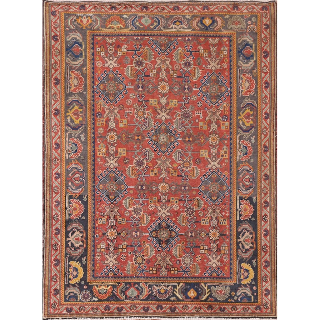 Vegetable Dye Shiraz Kashkoli Persian Antique Rug Handmade Wool Carpet - 3'5"x 5'0"