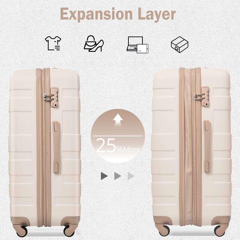 Luggage Sets 4 Piece, Expandable ABS Durable Suitcase with Travel Bag, Carry On Luggage Suitcase Set with 360° Spinner Wheels