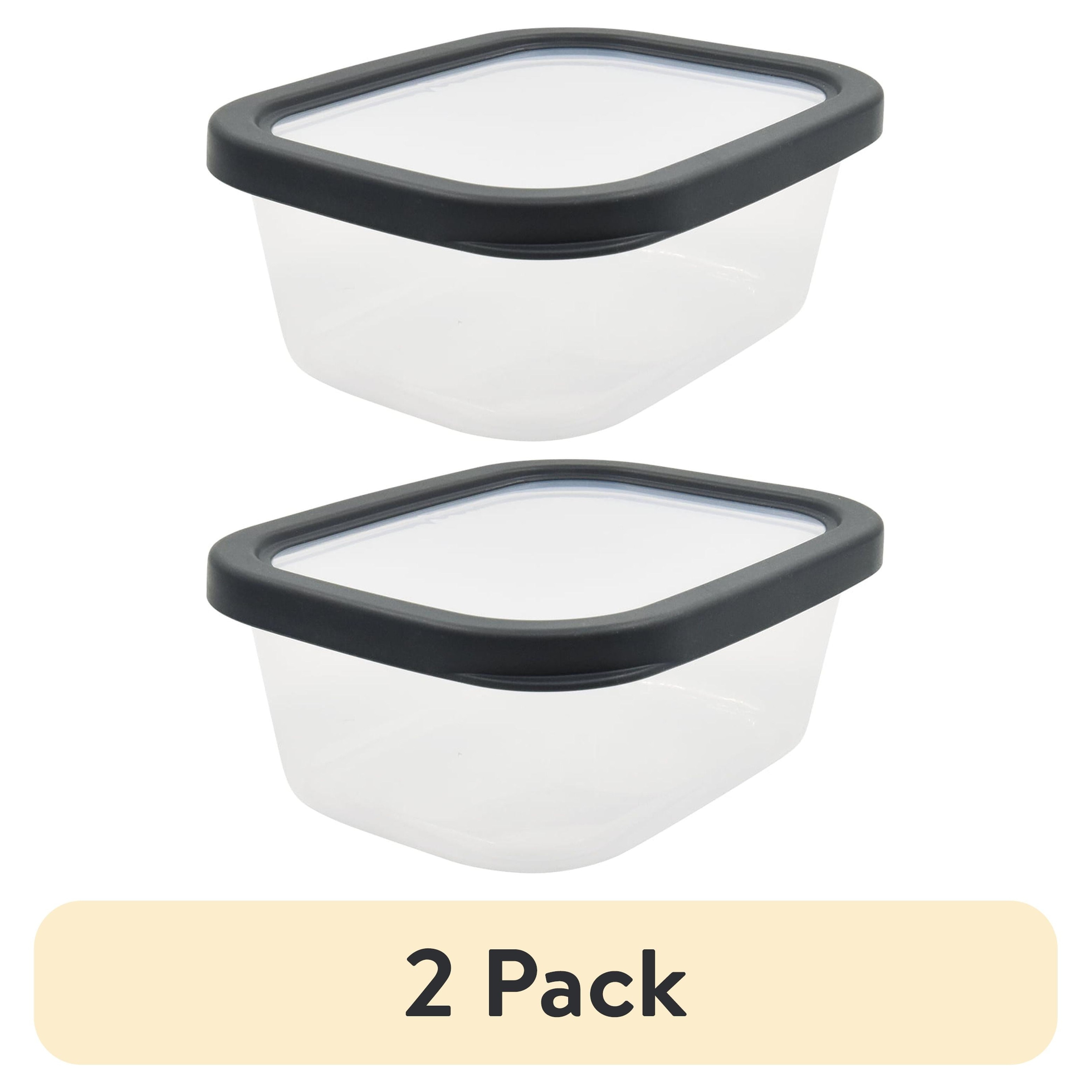 2-Pack Gray Stackable Food Storage Containers with Clear Lids, 4.6 Cup Capacity