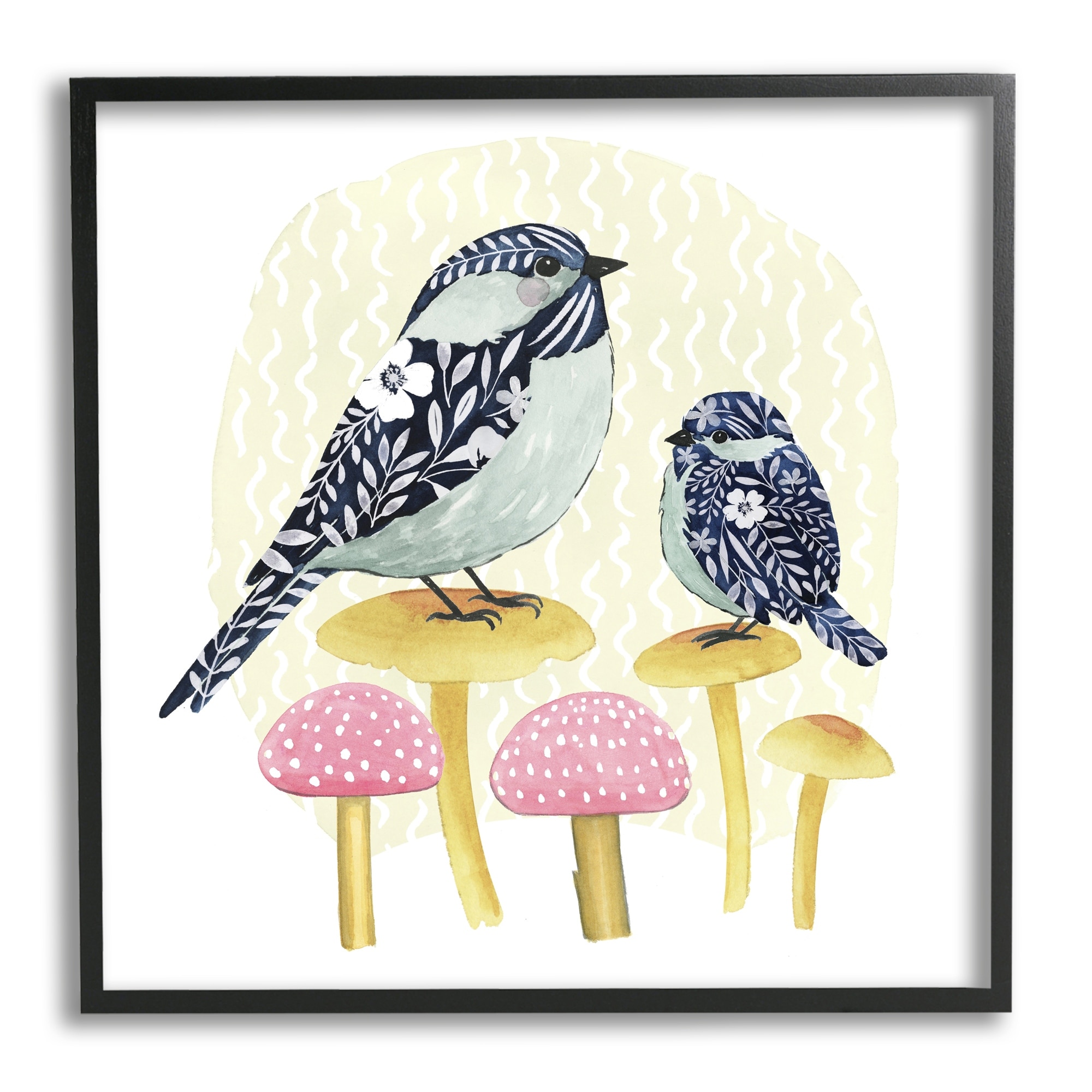 Stupell Floral Birds Perched Mushrooms Framed Giclee Art by Grace Popp