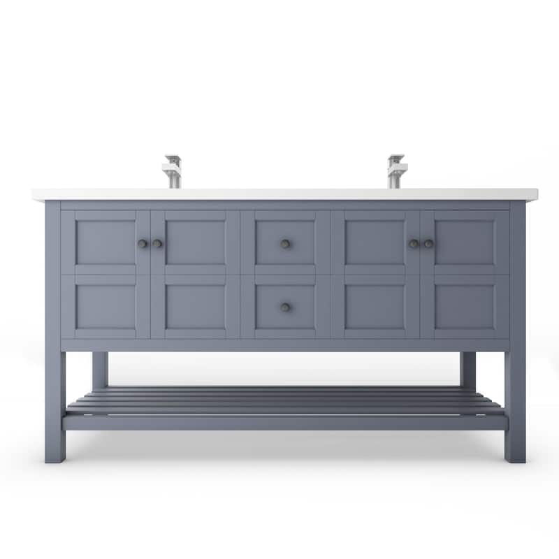 Alicia 60" Bathroom Vanity Set - White Top