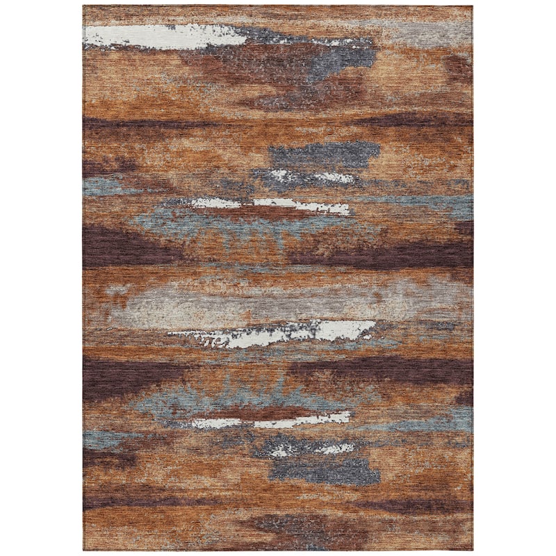 Machine Washable Indoor/ Outdoor Abstract Modern Chantille Rug