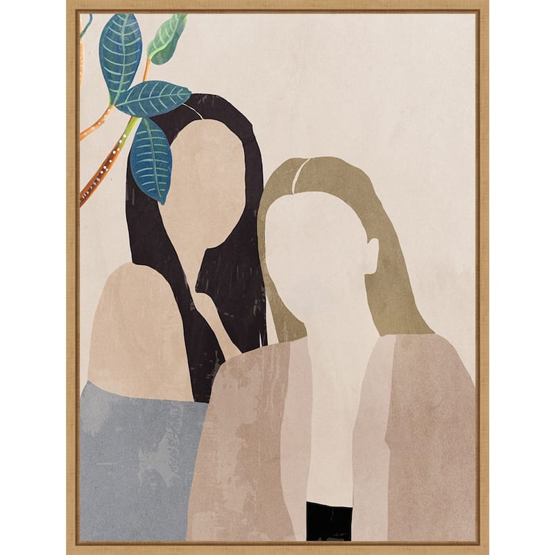 Amanti Art Leaves and Ladies I by Aimee Wilson Framed Canvas Wall Art Print - Sylvie Maple