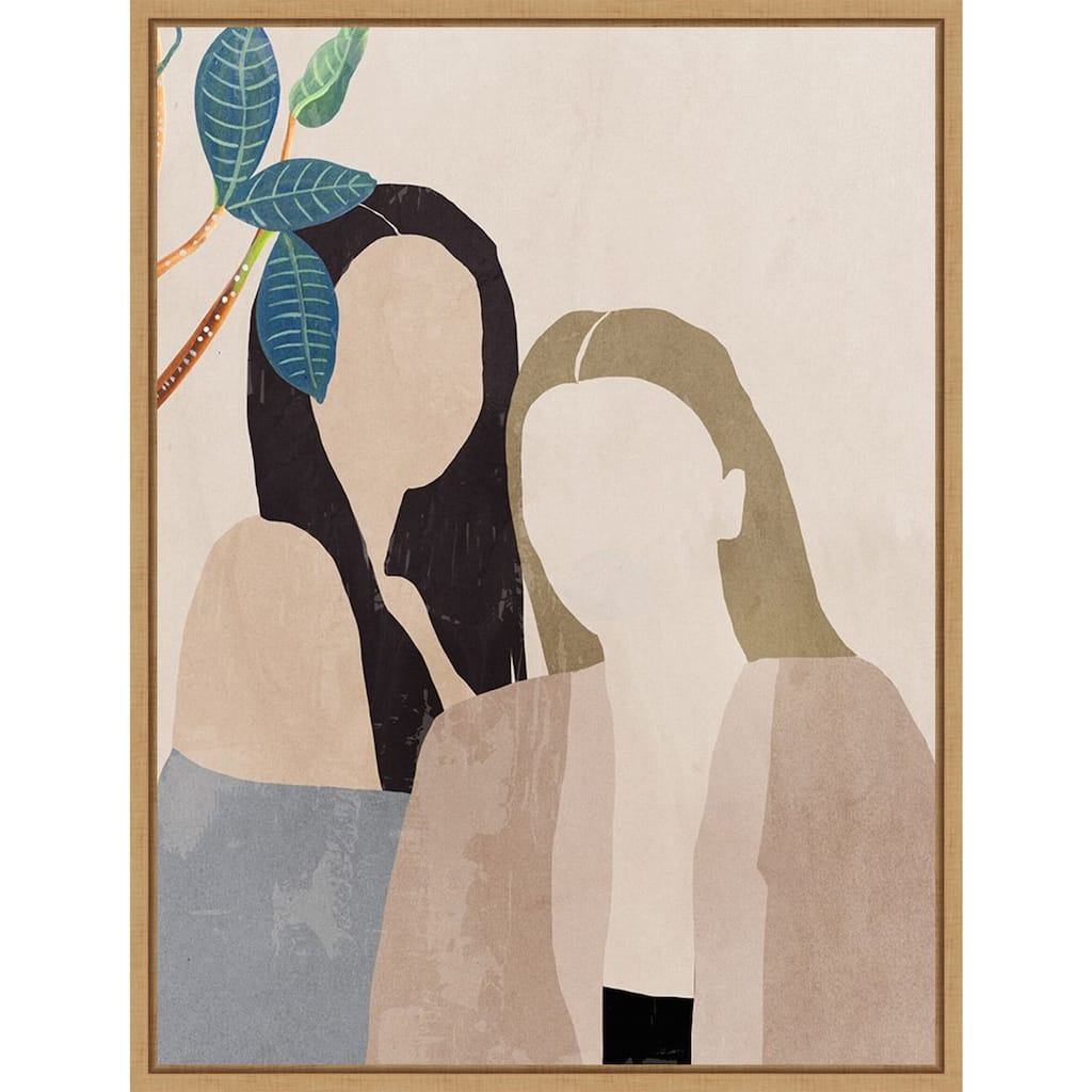 Amanti Art Leaves and Ladies I by Aimee Wilson Framed Canvas Wall Art Print - Sylvie Maple