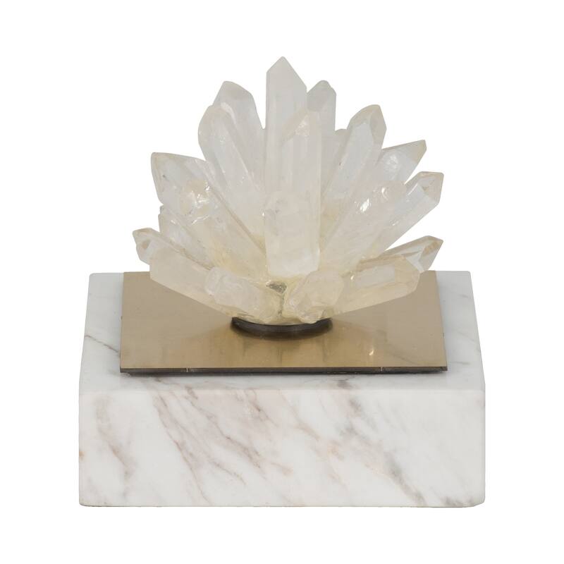 Sagebrook Home 4" Julia Short Crystal And Marble Block, 4"H - 4" x 4" x 4"