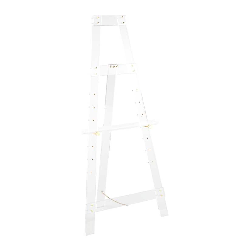Acrylic Plastic Adjustable 7 Tier Display Easel with Silver or Gold Accents and Chain Support - Clear - Roche River Decor