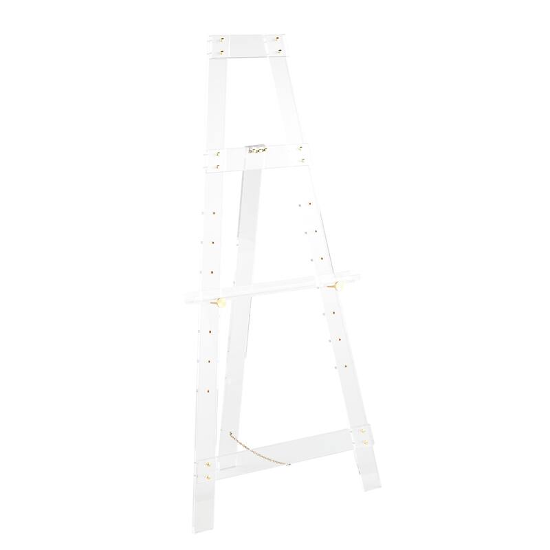 Clear Acrylic Plastic Adjustable 7 Tier Display Easel with Silver or Gold Accents and Chain Support