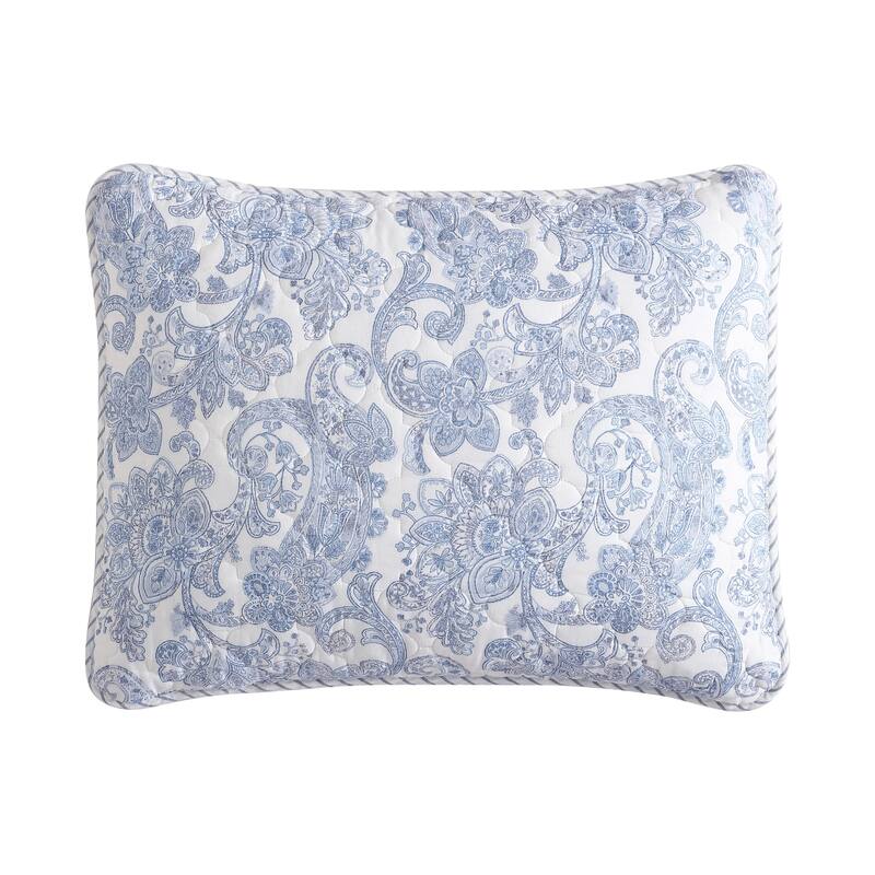 Stone Cottage Field Of Paisley Cotton Reversible Blue Quilt Set