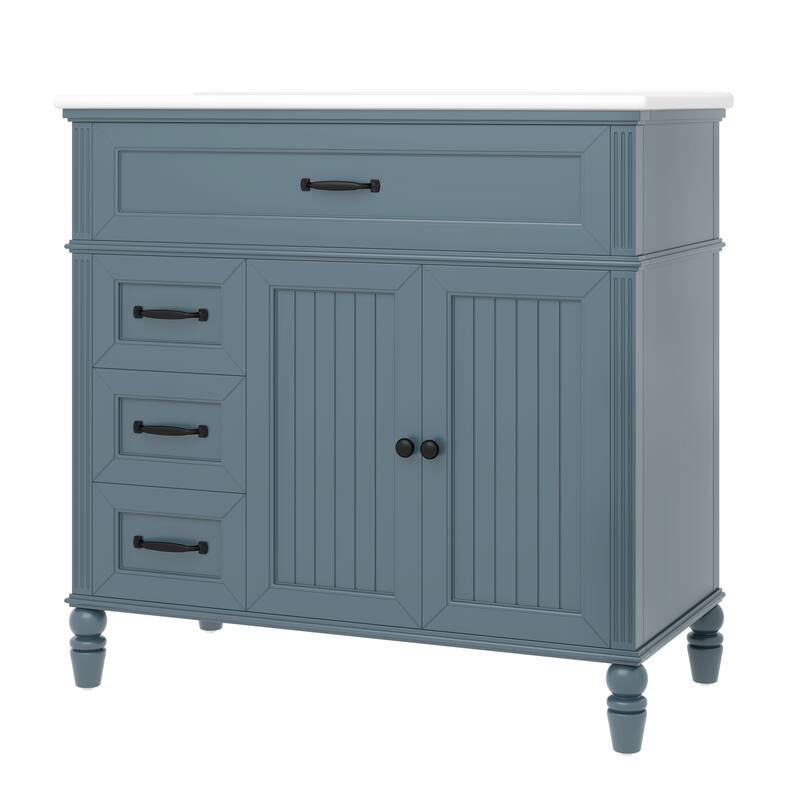Roomfitters 36" Bathroom Vanity with Sink Cabinet with Drawers One Package Solid Frame and MDF Board Combo