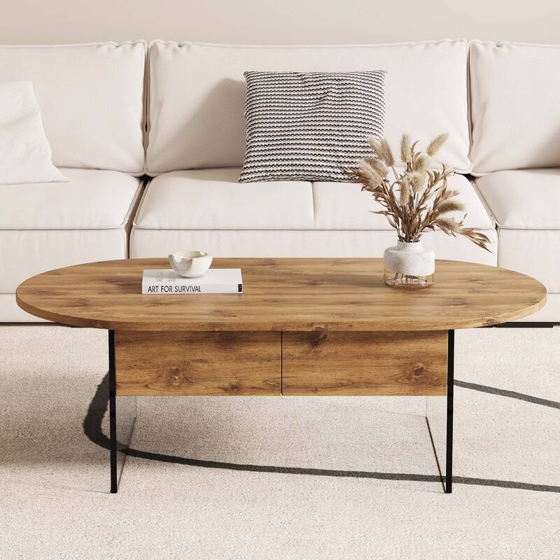 43.3"x23.6"Oval Double Drawer Coffee Table