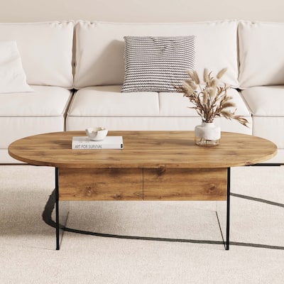 43.3"x23.6"Oval Double Drawer Coffee Table