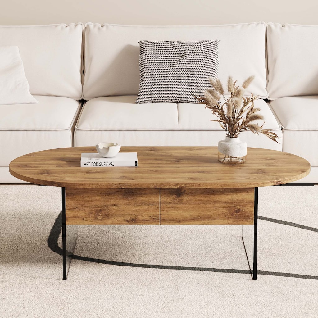 43.3"x23.6"Oval Double Drawer Coffee Table