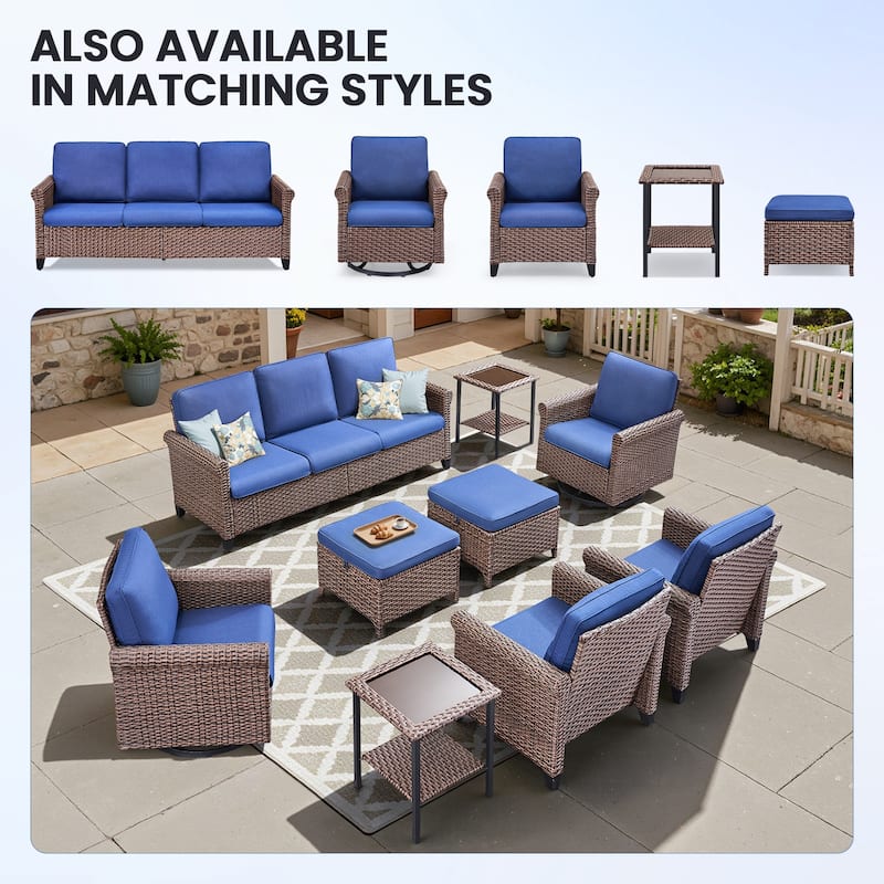 Pocassy Outdoor Sofa Swivel Chairs Patio Chair Funiture Set