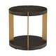 preview thumbnail 4 of 5, Vennesla Gold Finish Metal Dark Brown Faux Shagreen Round End Table by iNSPIRE Q Bold