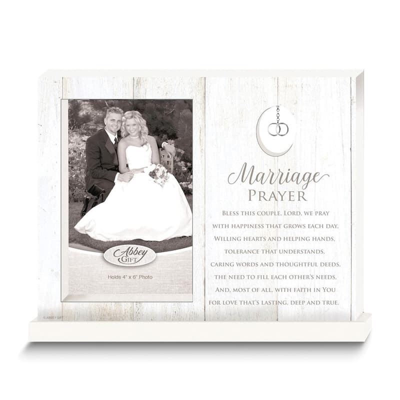 Curata Marriage Prayer 4x6 Standing Frame with Double Rings Charm
