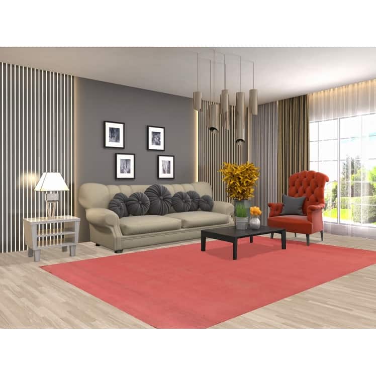 Pink Gabbeh Modern Area Rug Hand-Knotted Wool Carpet - 6'3" x 9'10"