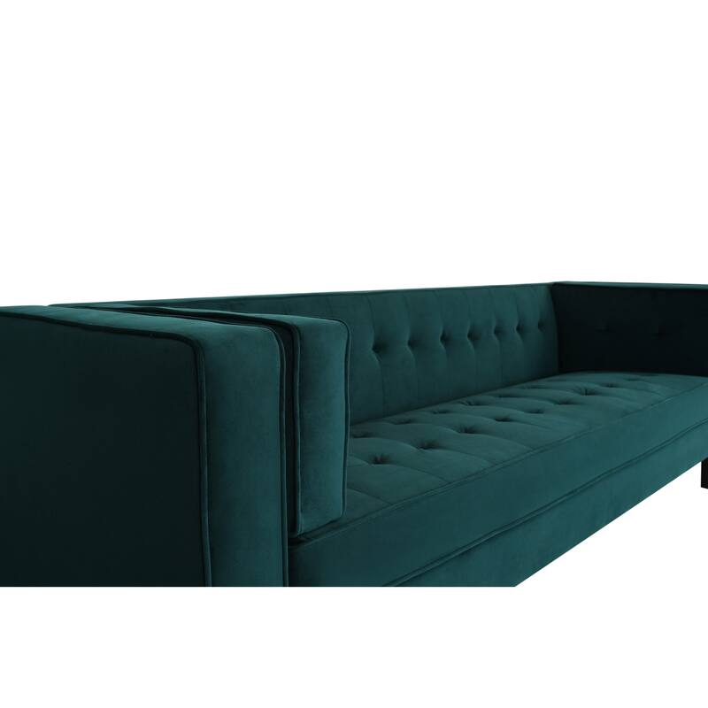 Frosty Green Velvet Button Tufted 3-seater Sofa with Hardwood Frame