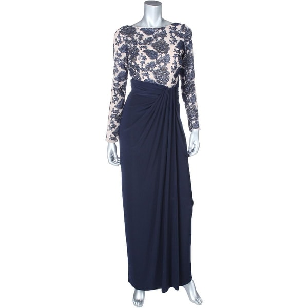 Lauren Ralph Lauren Womens Evening Dress Matte Jersey Embroidered